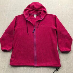 VINTAGE LL Bean Womens Fleece Jacket Sweater Large Pink Full Zip Long Sleeve